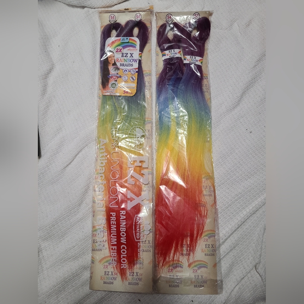 54" Ombre Rainbow Braiding Hair (2 packs / 4 bundles) NEW UNOPENED EZ X